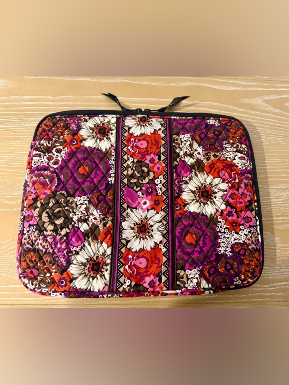 Vera Bradley Quilted Cotton Laptop Sleeve/Case Rosewood